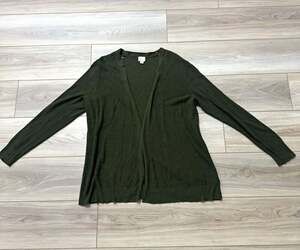 A New Day Women's Open Front Ribbed Knit Cardigan Olive Green Size XL